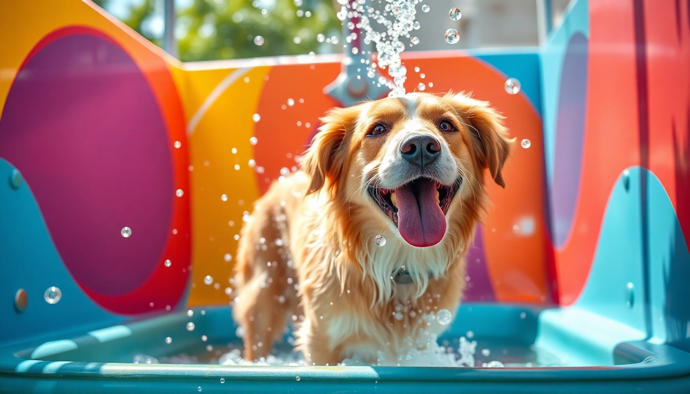 Wash your dog near me at a fun and clean self-service dog wash station with bubbles.