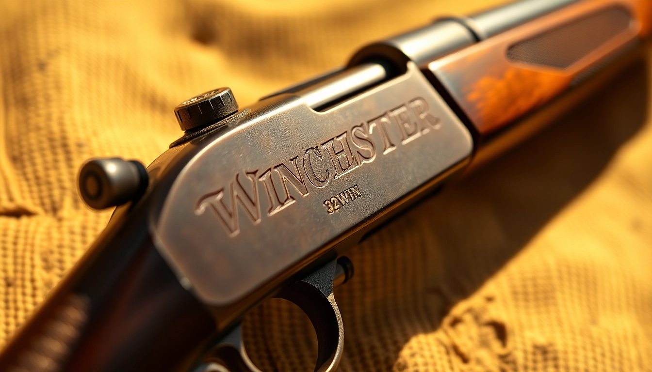 The 32WIN cartridge displayed in a detailed close-up, showcasing its design and craftsmanship for firearms enthusiasts.