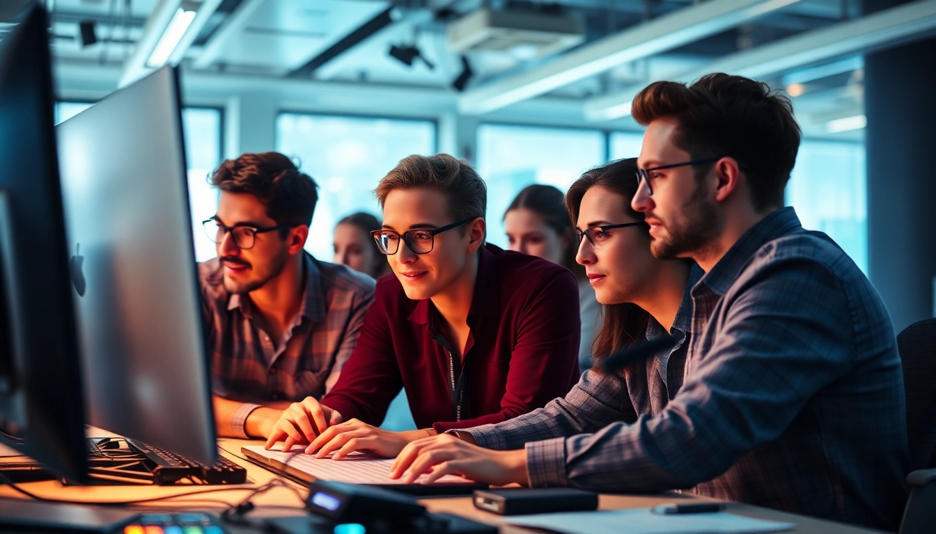 Redaksiupdate features a vibrant IT team collaborating in a modern workspace, showcasing job opportunities in tech fields.