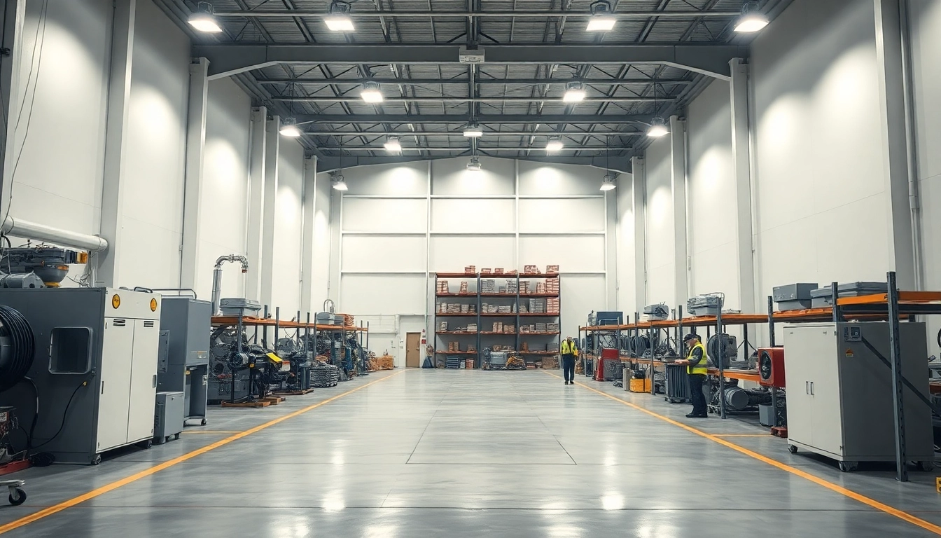 Moderne Industriehalle mit LED-Beleuchtung und effizienter Lichtverteilung
