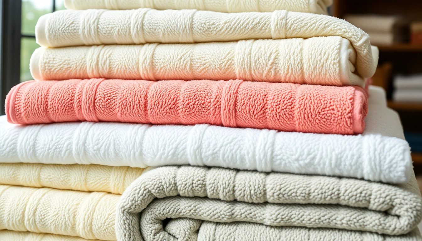 Towels Wholesale: premium cotton towels arranged in bulk display showcasing softness and quality for bulk Buyers.