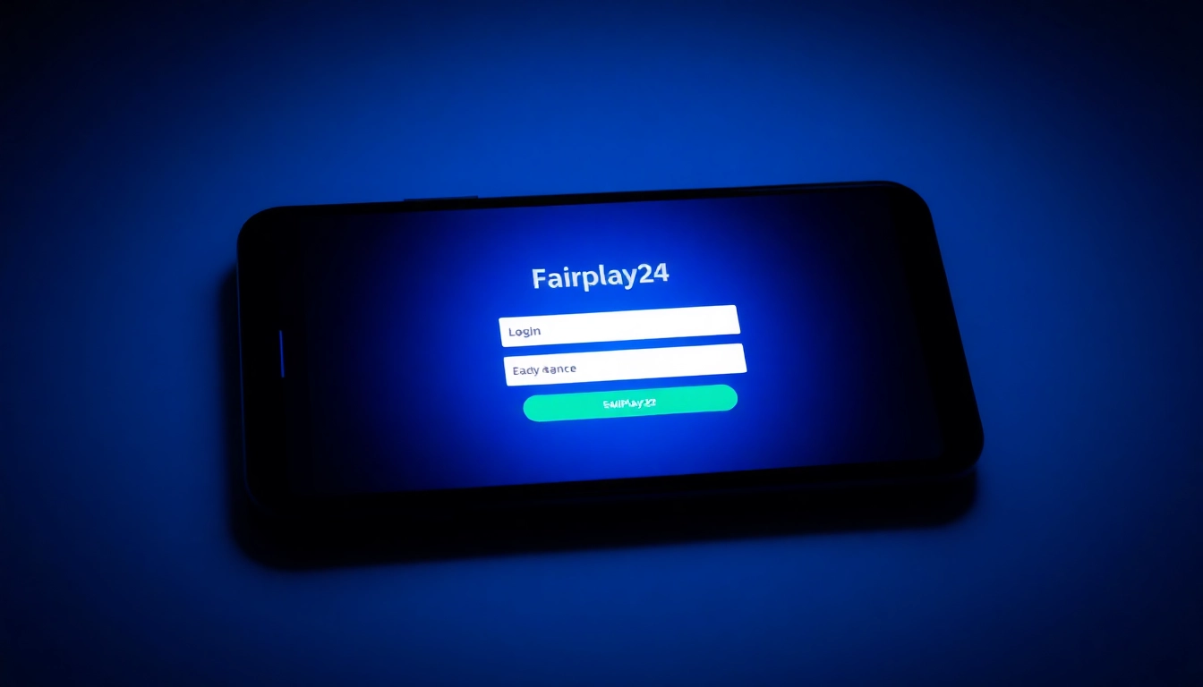 Secure Fairplay24 login interface on mobile device with clear fields and login options for