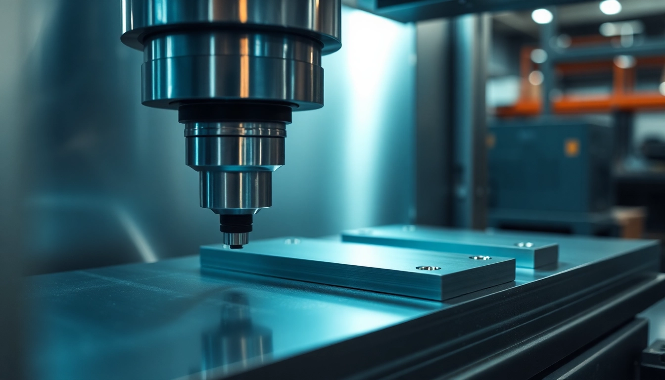 Professional team demonstrating usugi frezowania CNC by machining aluminum parts with high