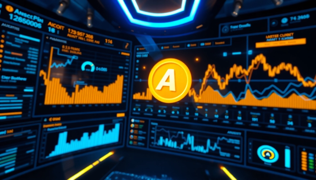 High-tech aicoin data visualization with real-time charts and analytical tools for investors